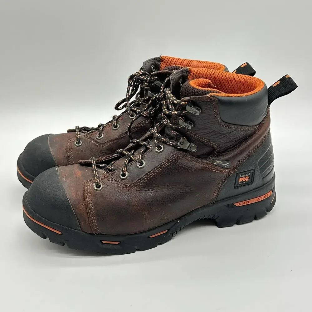 Timberland Pro Endurance 6” Steel Safety Toe Work Boots Brown Leather Mens 11.5